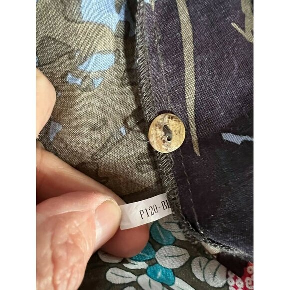 Citron Bohemian Kimono Shirt With Artistic Floral Print & Button Closure Sz 1X - Picture 5 of 12